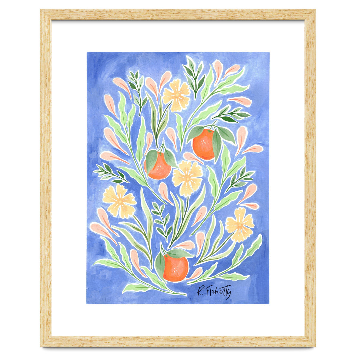 Wild Orange FLoral | Cobalt Blue