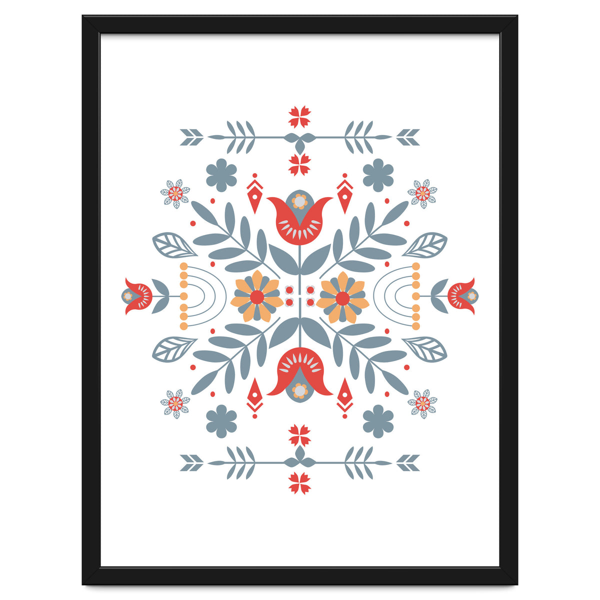 Scandinavian Folk Retro Flower Pattern