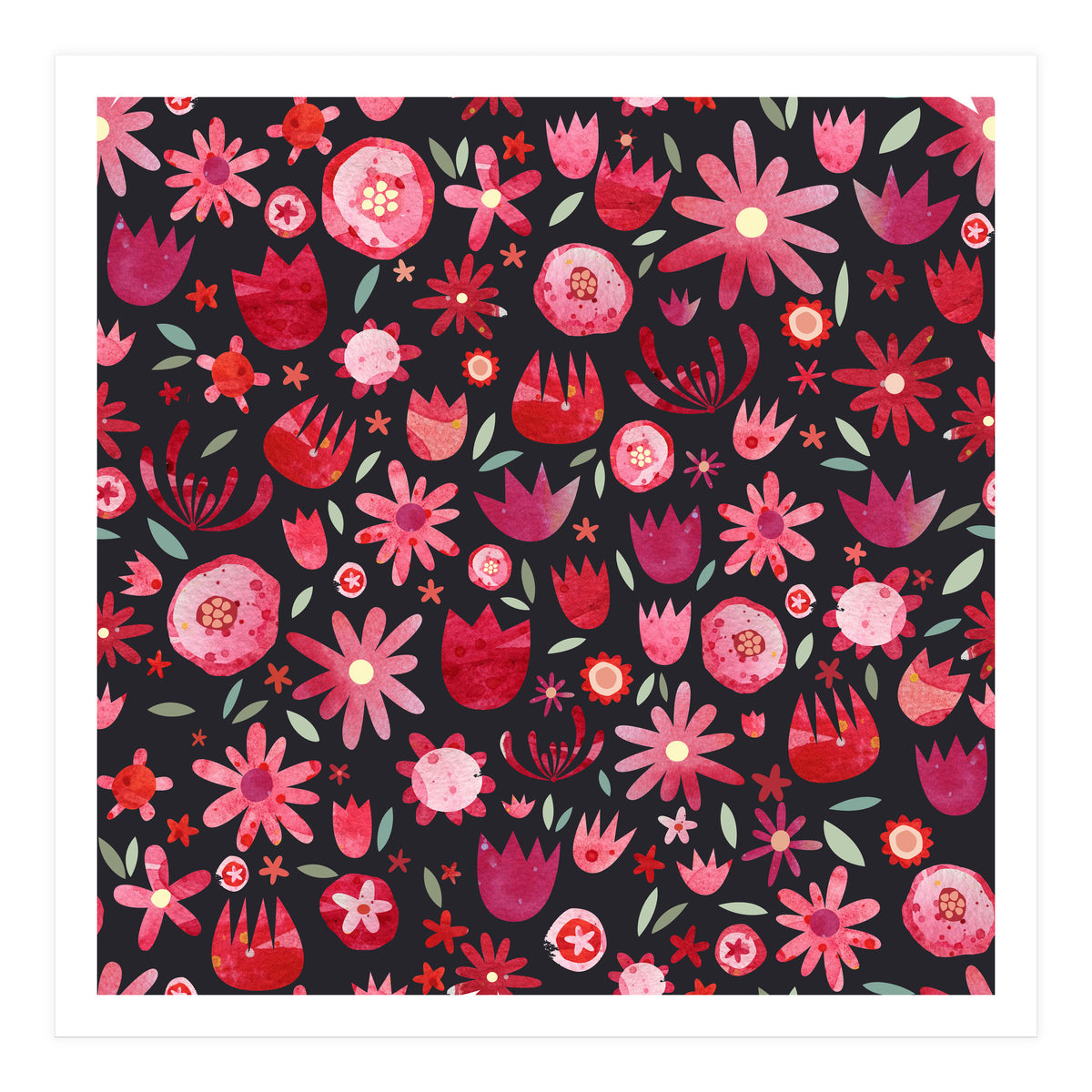 Summer Flower Circle Dark (Print Only)