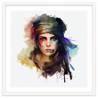 Watercolor Pirate Woman #1