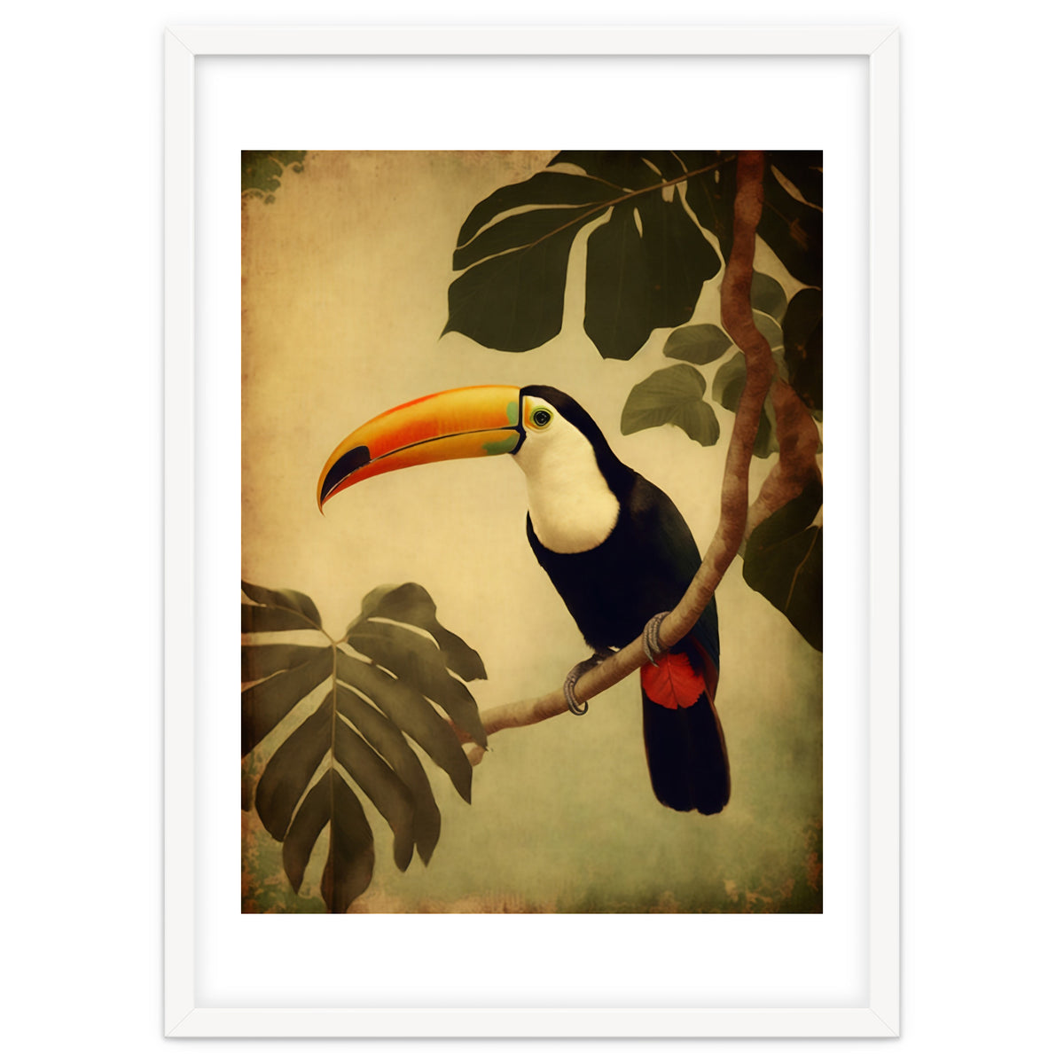 Toucan Vintage Jungle Painting
