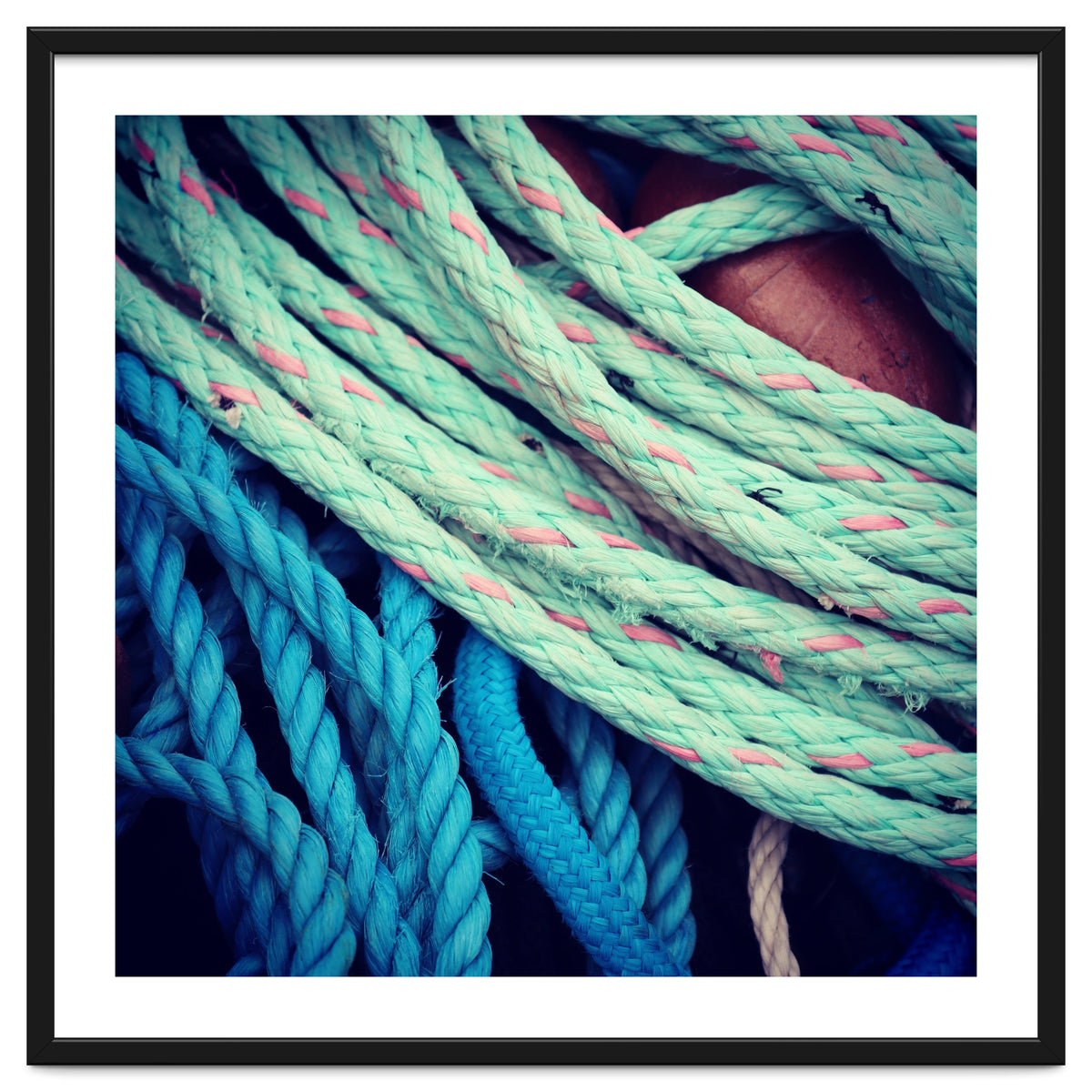 fishing ropes: blue and green