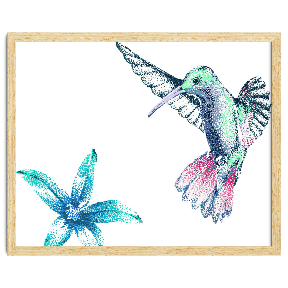Green Hummingbird And Tropical Flower