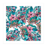 Boho turquoise pink floral watercolor illustration (Print Only) thumbnail