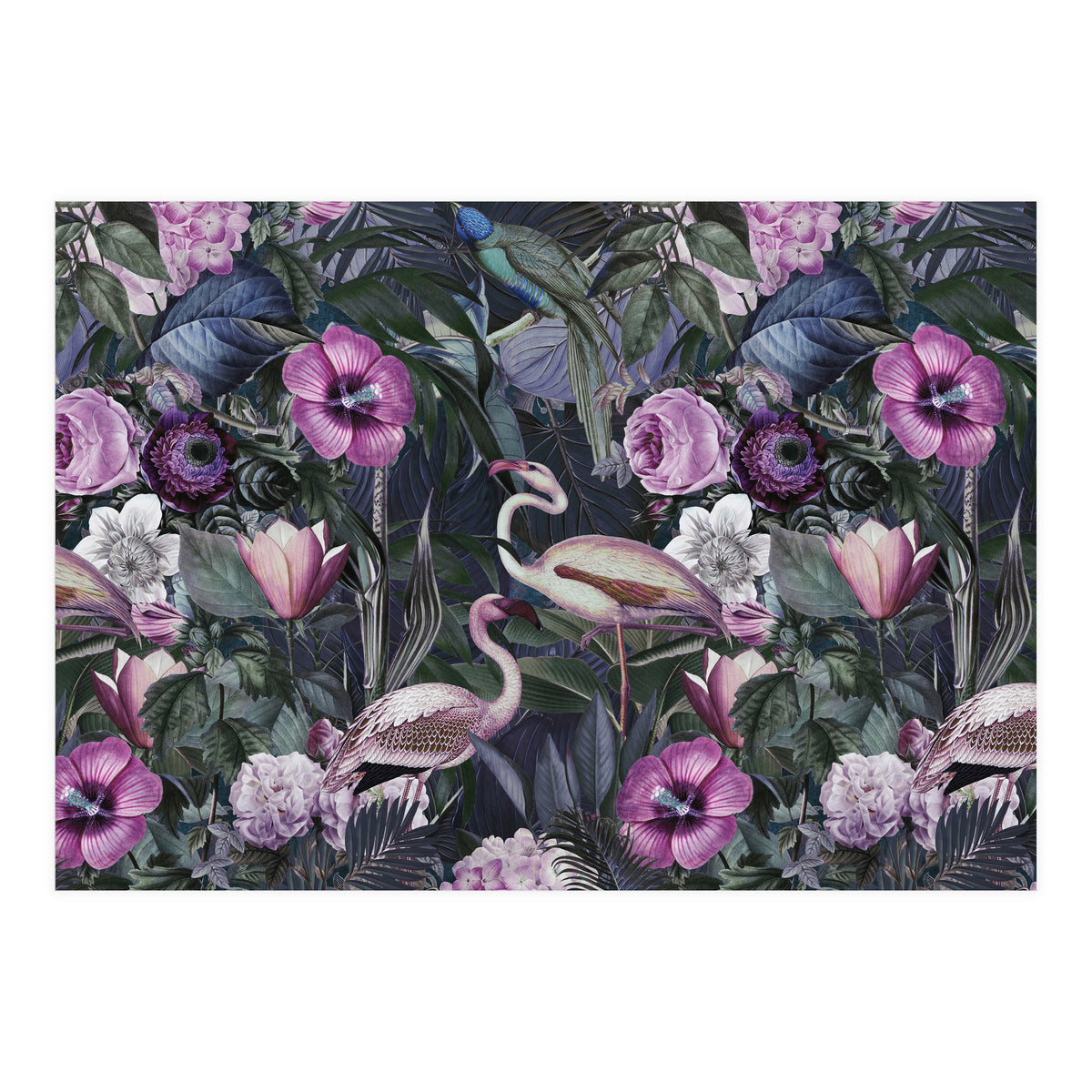Flamingos Dark Jungle 2 (Print Only)