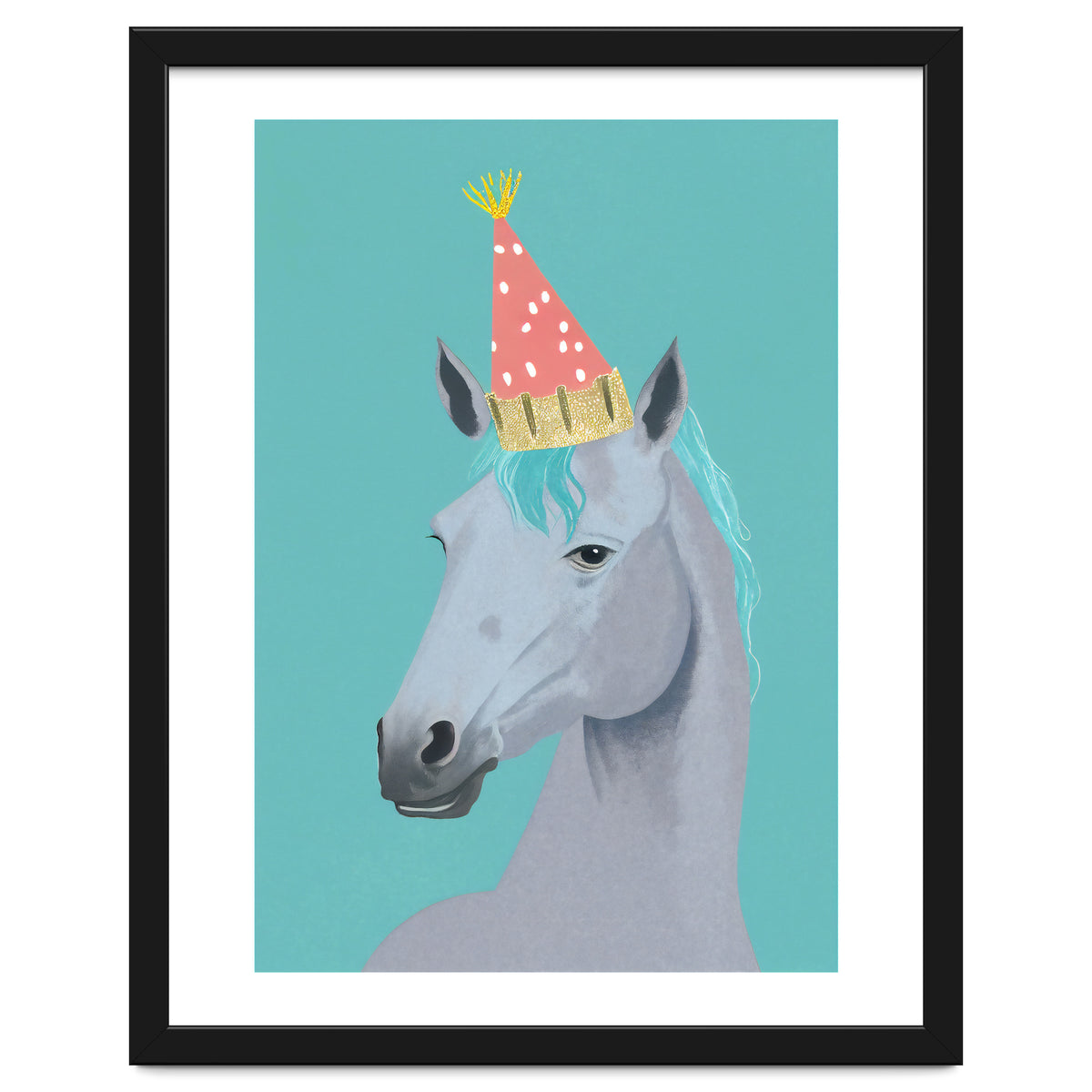 Horse with Party Hat Portrait
