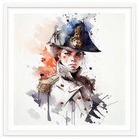 Watercolor Napoleonic Soldier Woman #4