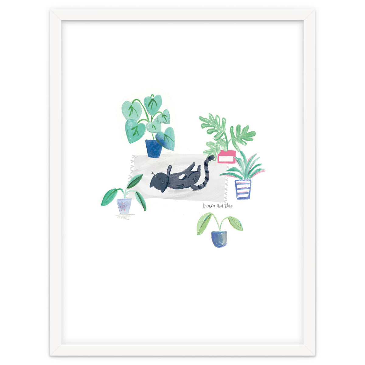 Black Cat And House Plants