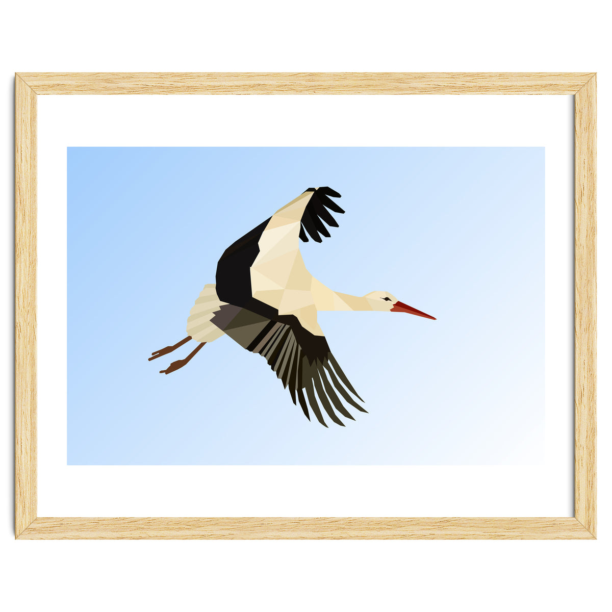 White Stork Bird Low Poly Art