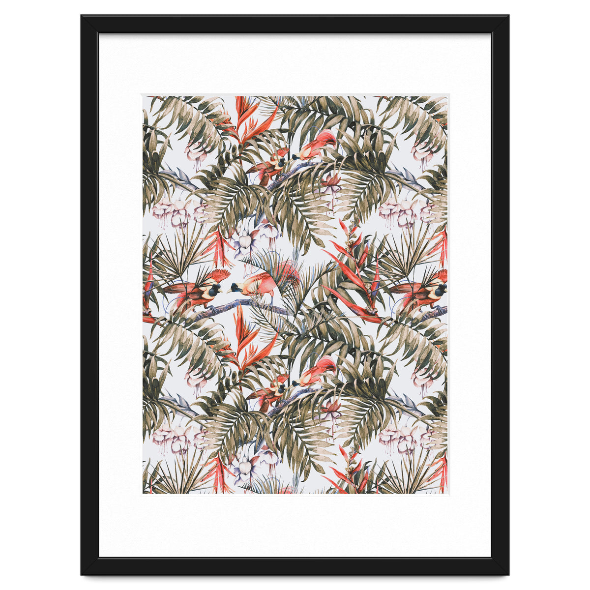 Exotic birds in the jungle paradise