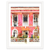 Monkey Business | Watercolor Tropical Goa Architecture Painting | Travel Pastel Pink Blush Building thumbnail