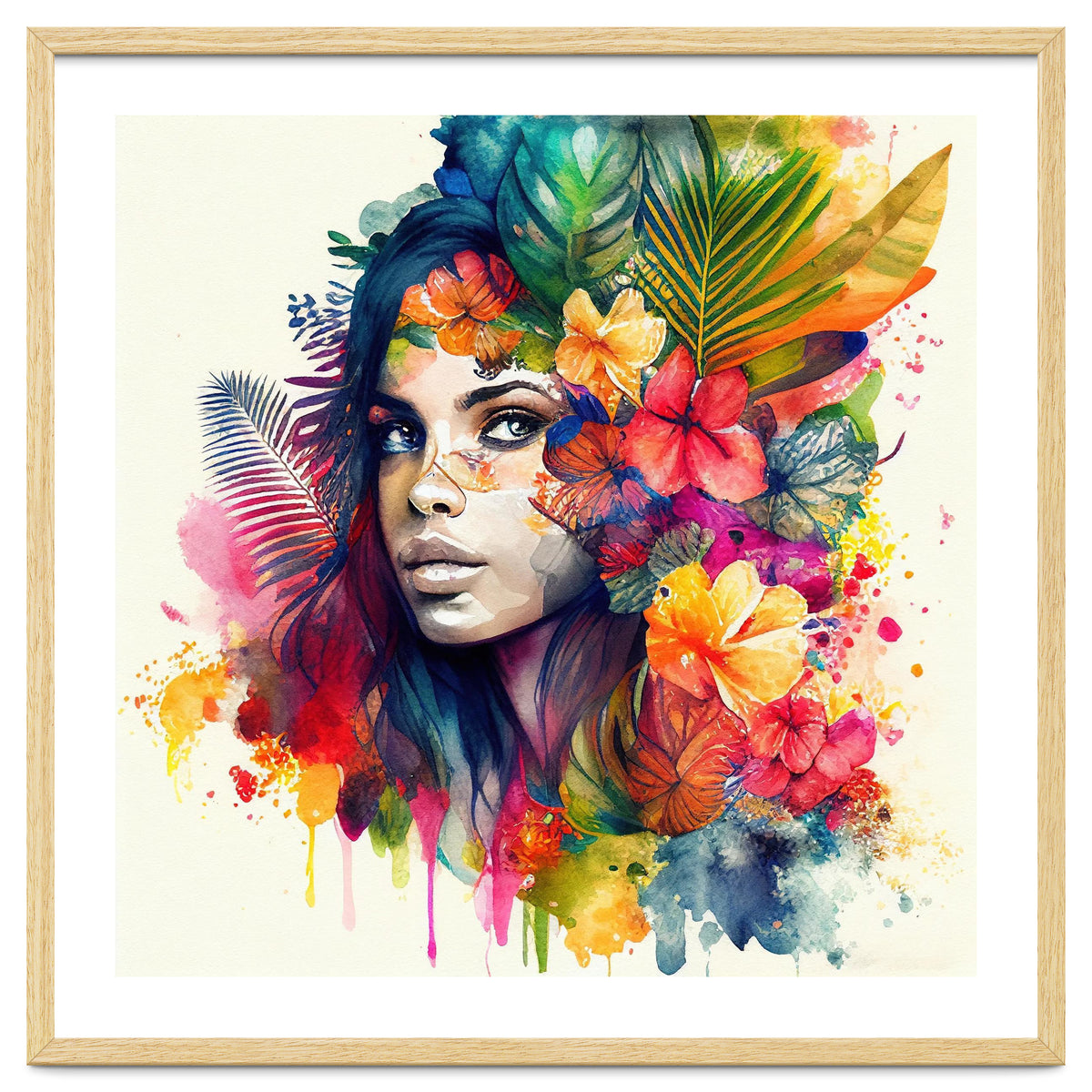 Watercolor Tropical Woman #17