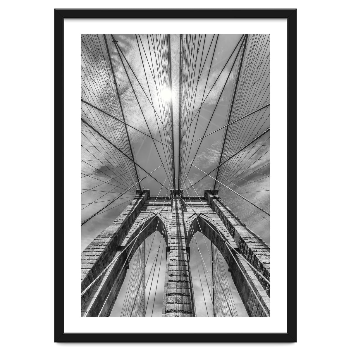 NEW YORK CITY Brooklyn Bridge in Detail | monochrome