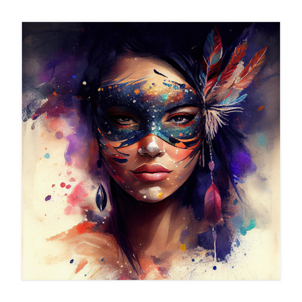 Watercolor Carnival Woman #1 (Print Only)