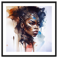 Watercolor African Warrior Woman #8