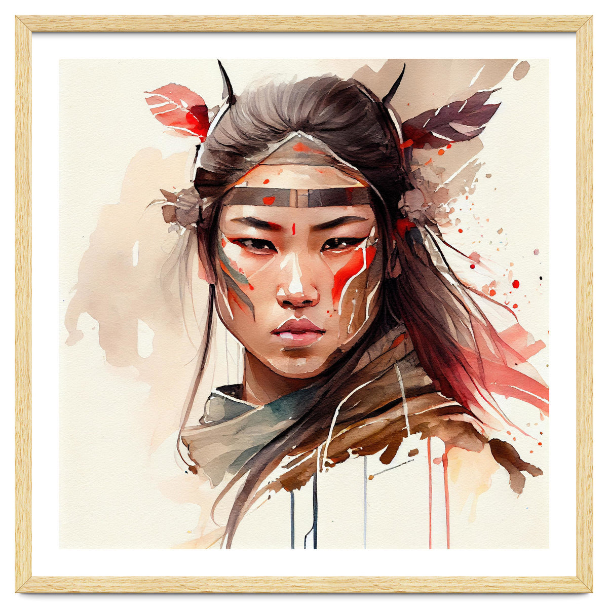 Watercolor Asian Warrior Woman #2