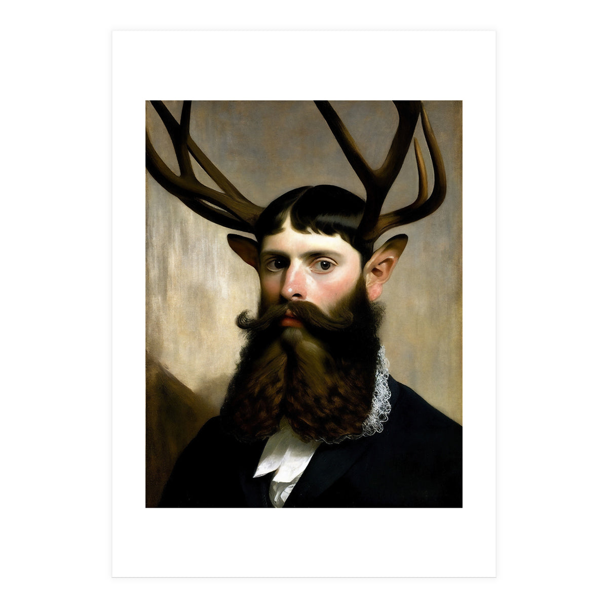 Man Stag Surreal Oil Painting (Print Only)