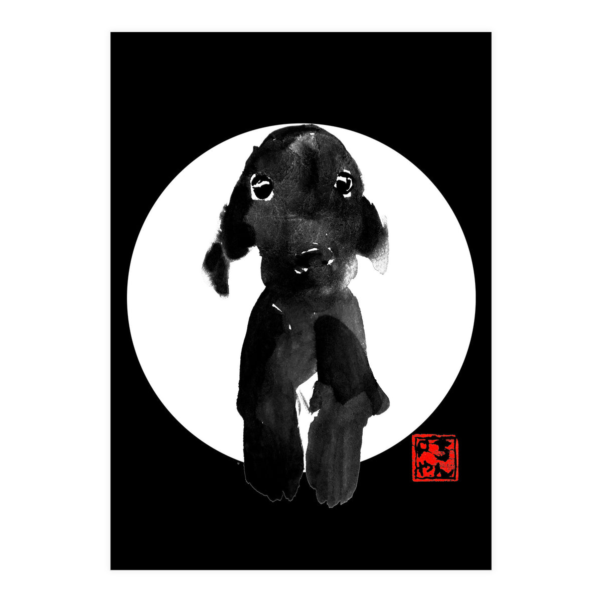 cute dog in white (Print Only)