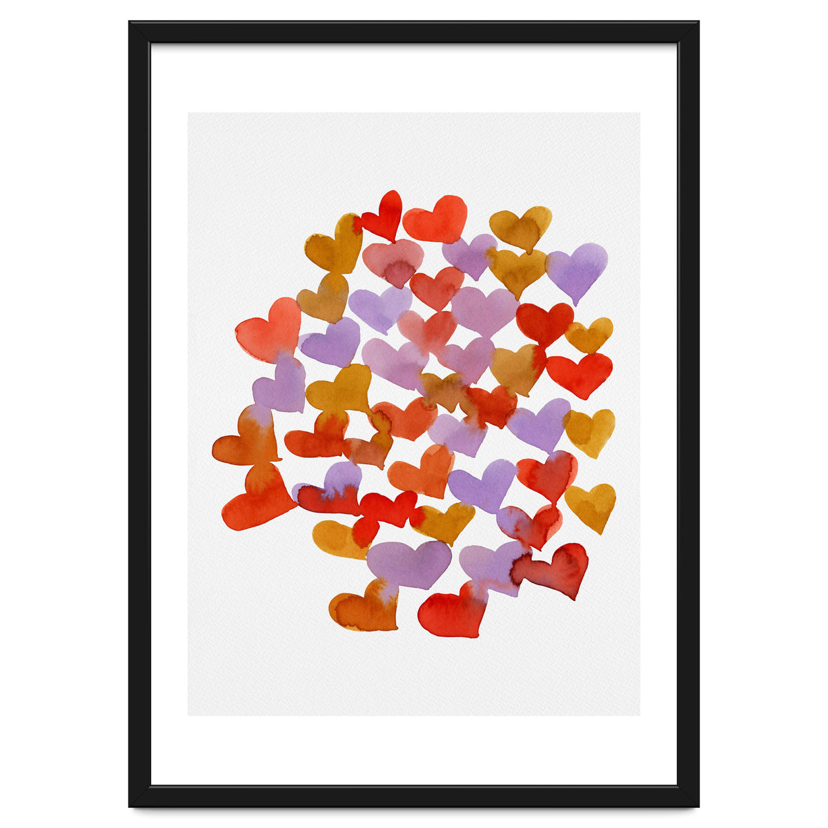 Watercolor melting hearts - retro