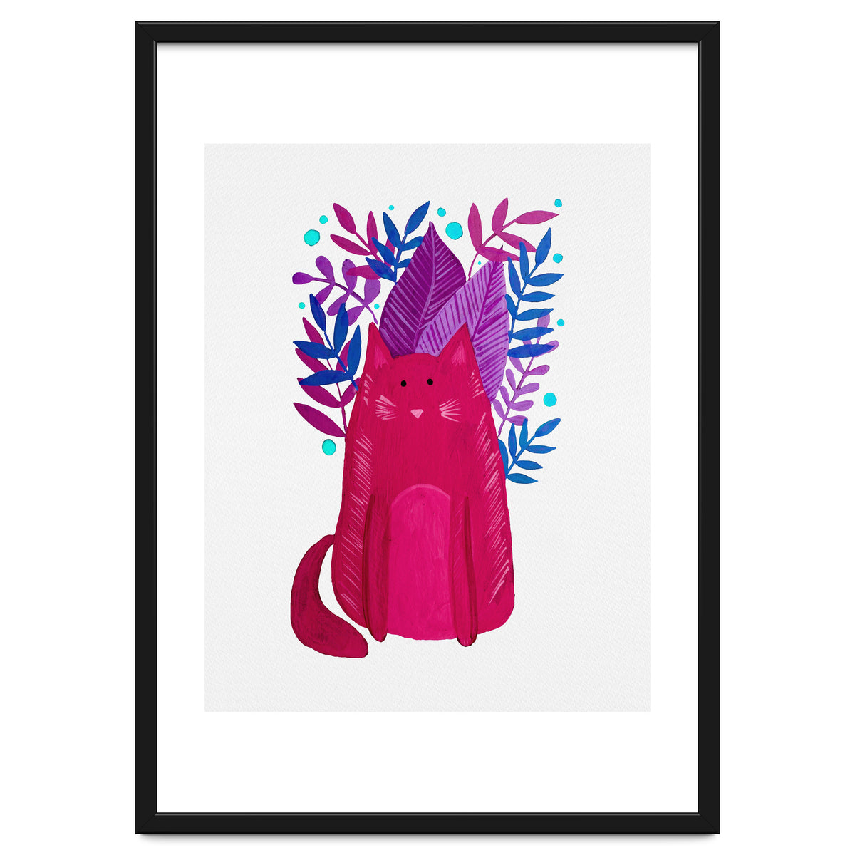 Cute magenta cat with branches
