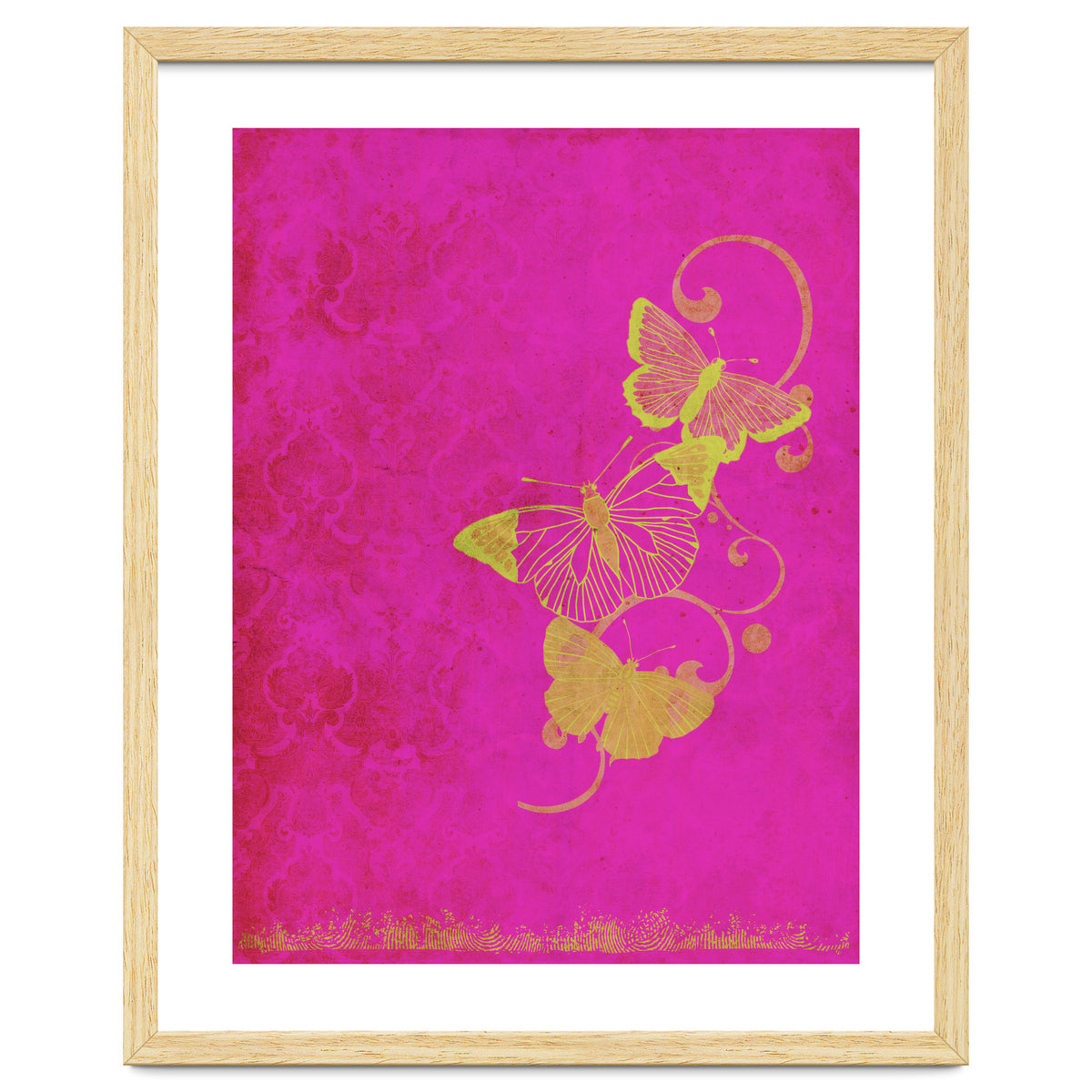 Yellow Butterflies on Pink