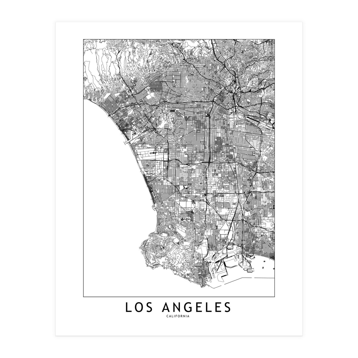 Los Angeles White Map (Print Only)