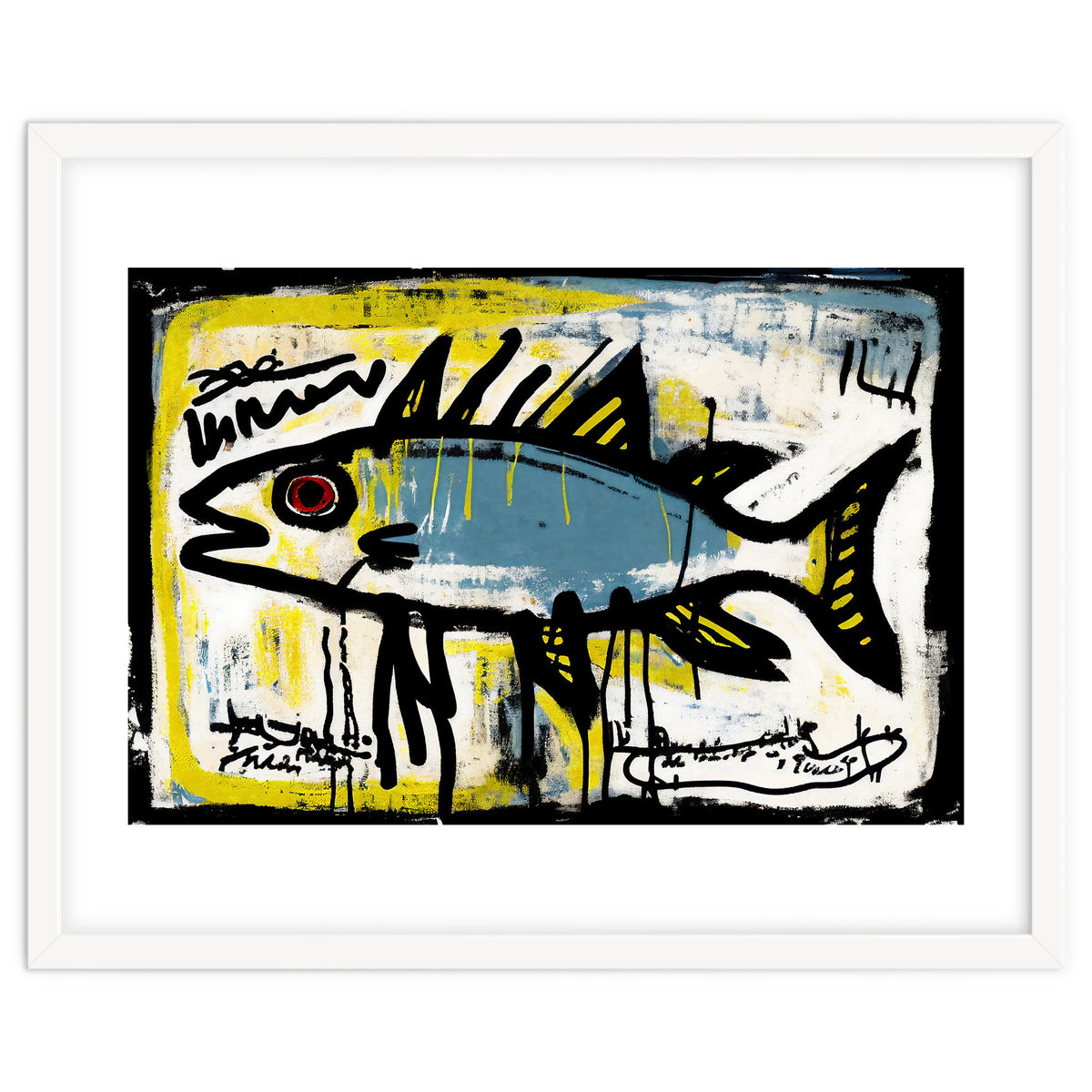 Blue Trout in Spray Painted Style Painting