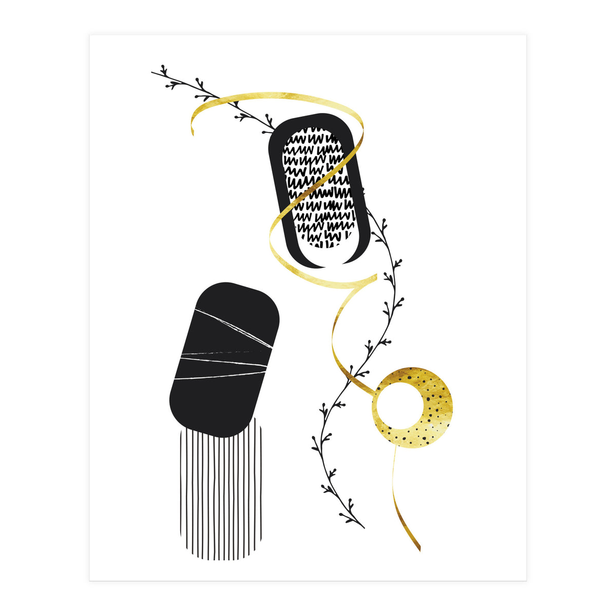 Black & White Abstract No. 1 | gold (Print Only)