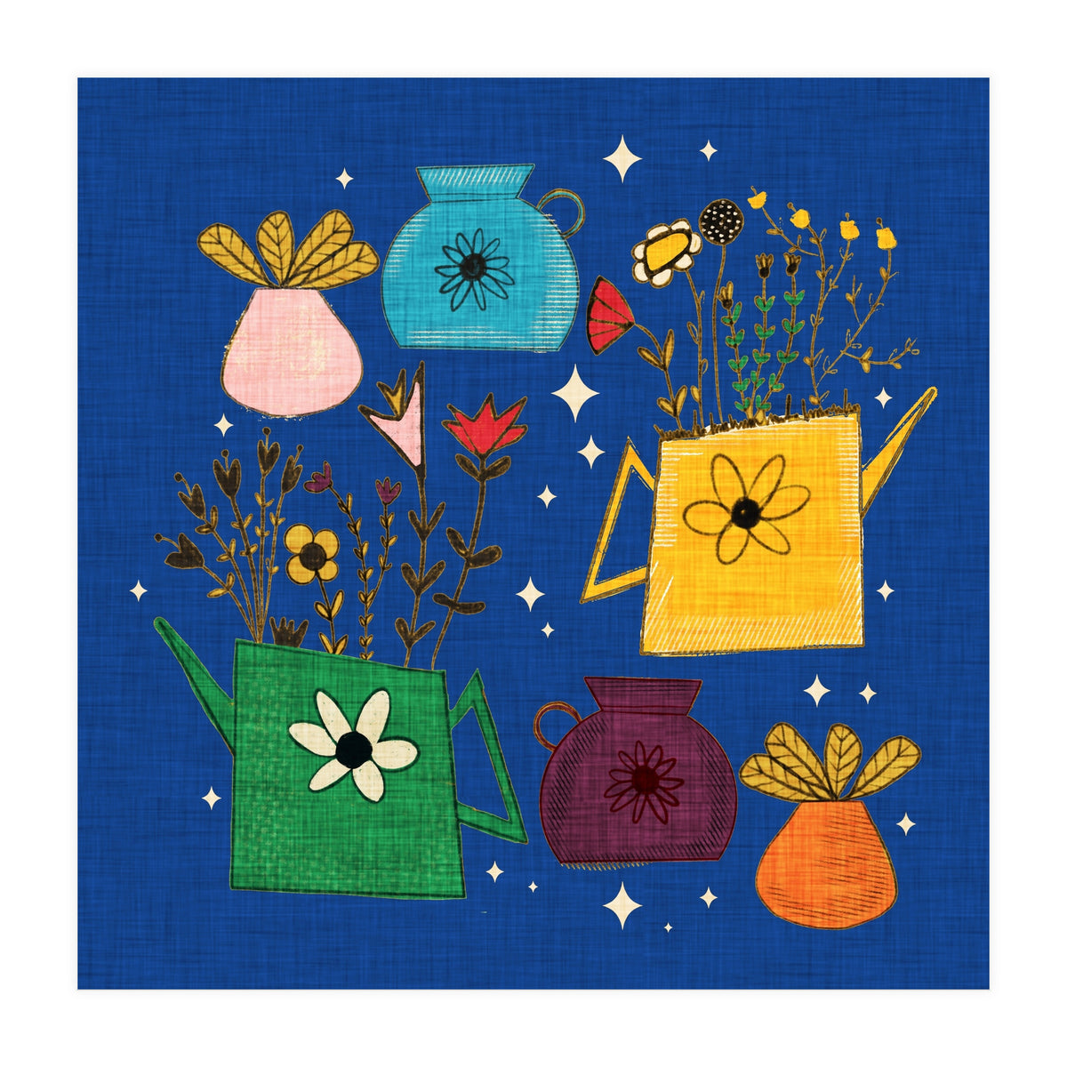 Gardening Dreams Night Blue  (Print Only)