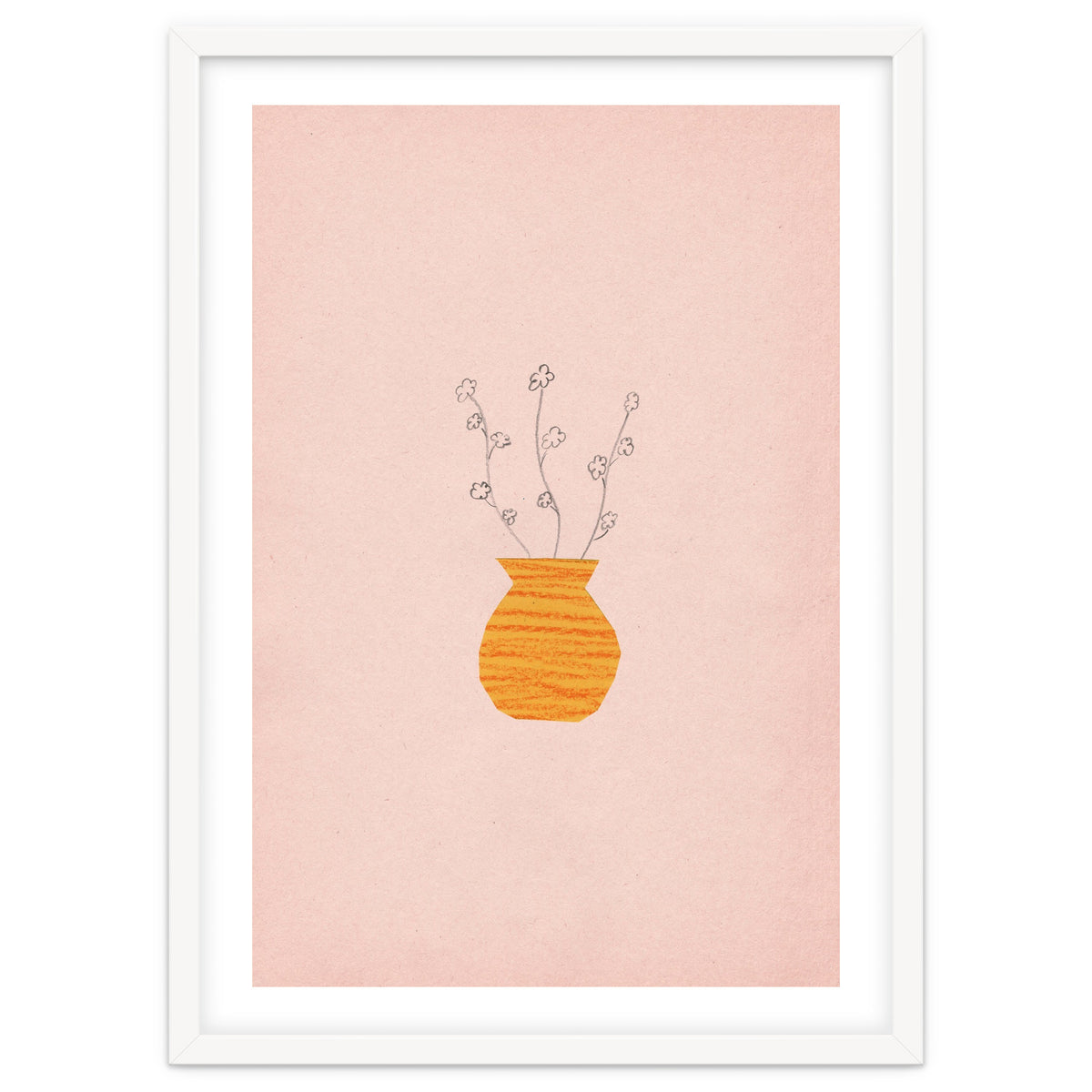 Pink and orange botanical art