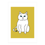 White Cat On Yellow (Print Only) thumbnail