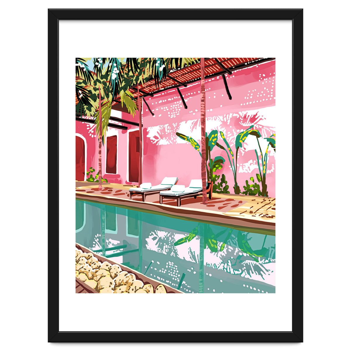 Vacay Villa | Blush Pink Summer Architecture | Tropical Travel Building | Palm Bohemian Resort