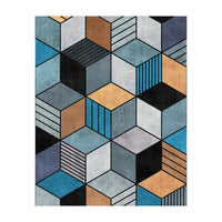 Colorful Concrete Cubes 2 - Blue, Grey, Brown (Print Only)