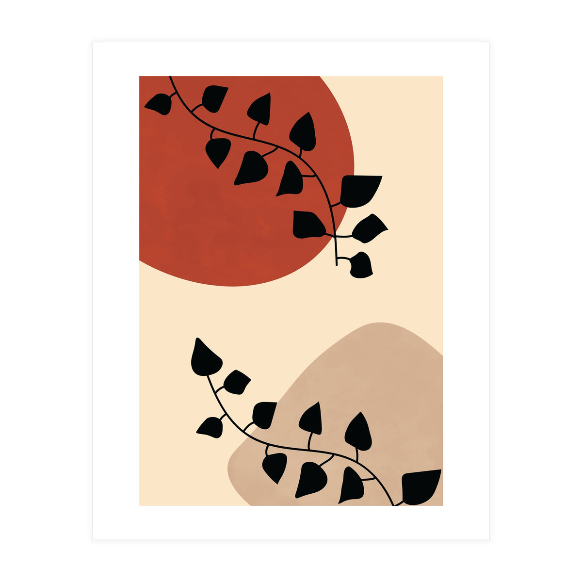 Abstract Boho Botanical Pothos Leaf (Print Only)