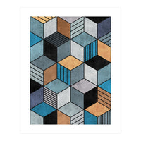 Colorful Concrete Cubes 2 - Blue, Grey, Brown (Print Only)