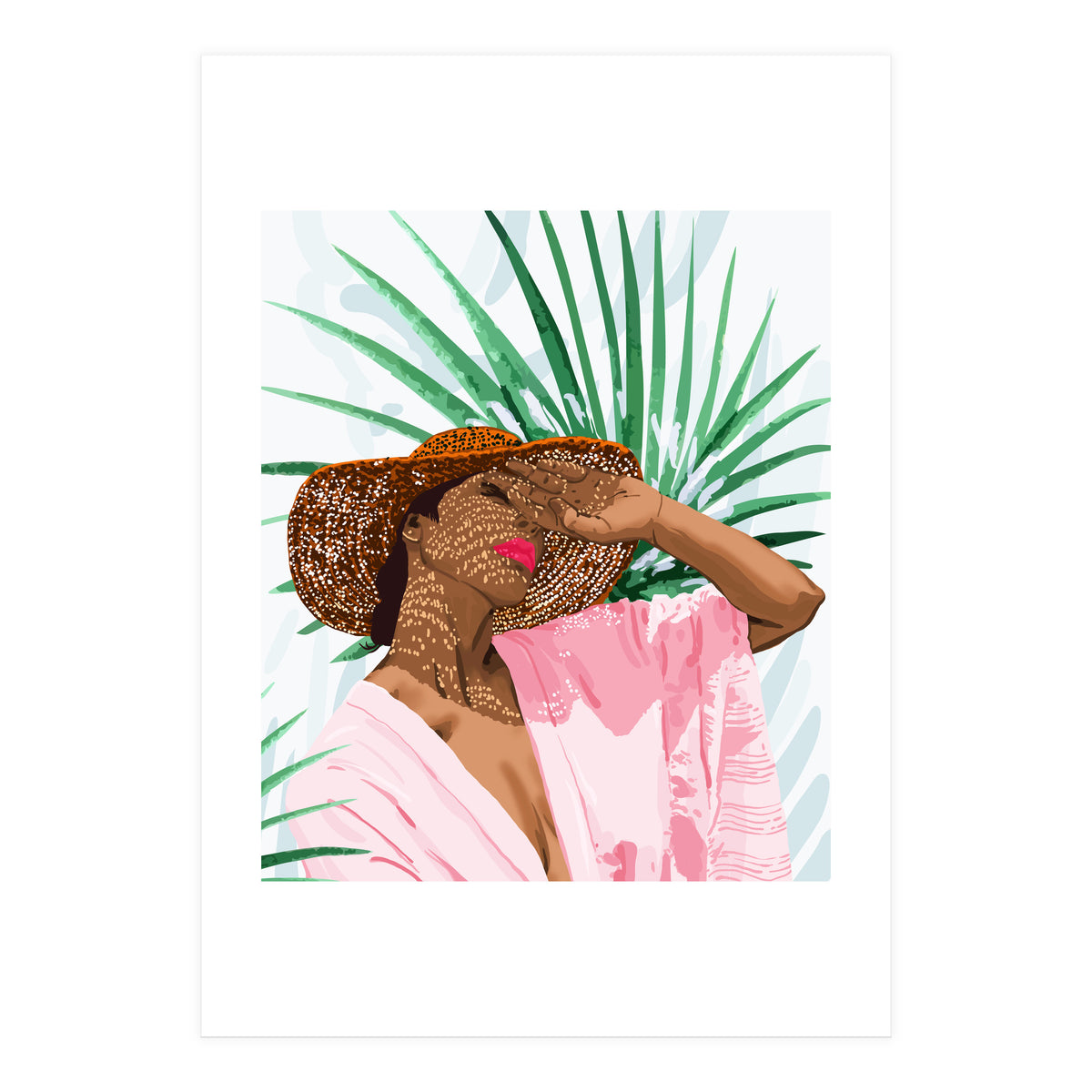 Sunshine in My Soul | Black Woman Tropical Travel | Modern Boho Palm Summer Vacation Fashion (Print Only)