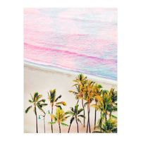 Pink Ocean | Dreamy Scenic Tropical Beach Travel | Blush Nature Sea Beach Coconut Trees (Print Only)