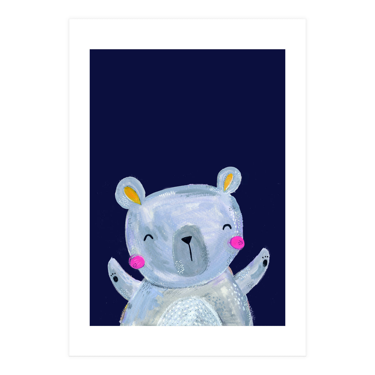 Woodland Bear On Navy (Print Only)