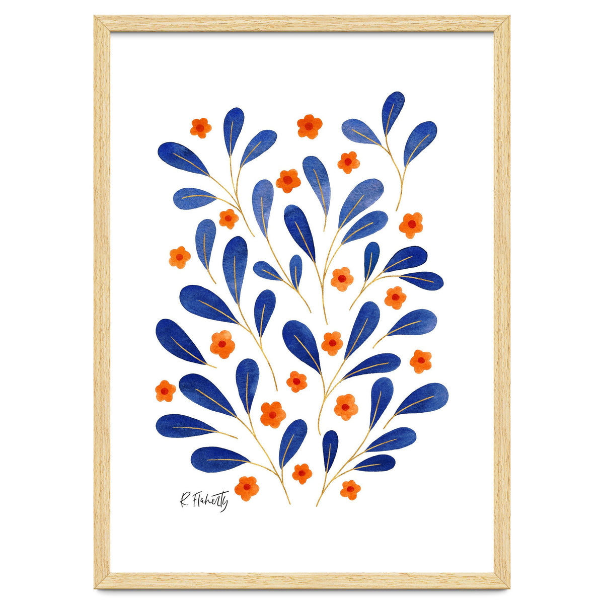 Springtime Floral | Blue and Orange