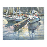 Yachts in the port. Watercolor painting (Print Only) thumbnail