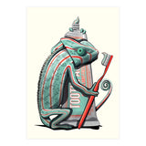 Chameleon Brushing Teeth, Funny Bathroom Humour (Print Only) thumbnail