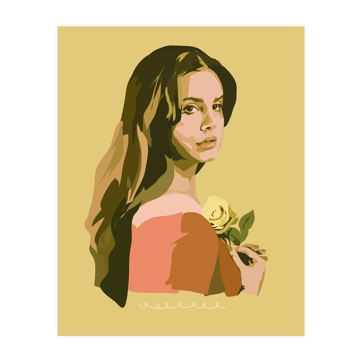 Lana Del Rey With Rose (Print Only)