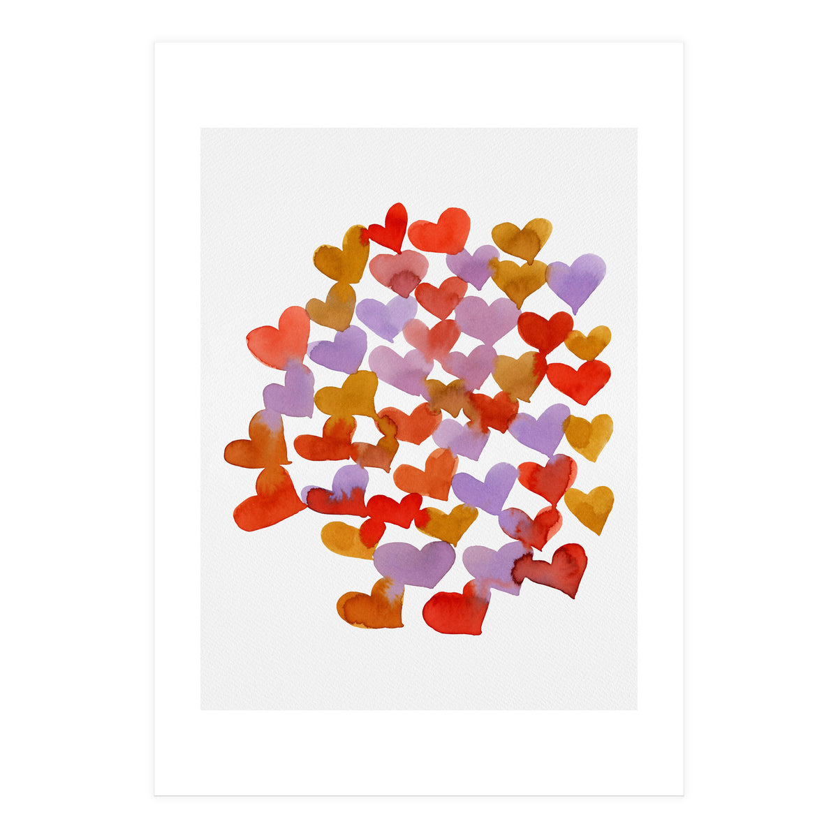 Watercolor melting hearts - retro (Print Only)