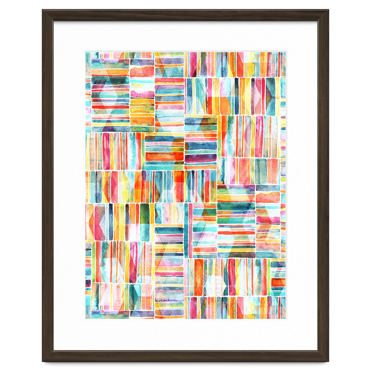 Summer Pastel Geometric and Striped Abstract on white
