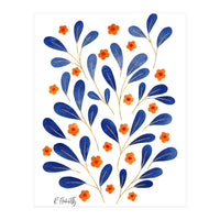 Springtime Floral | Blue and Orange (Print Only)