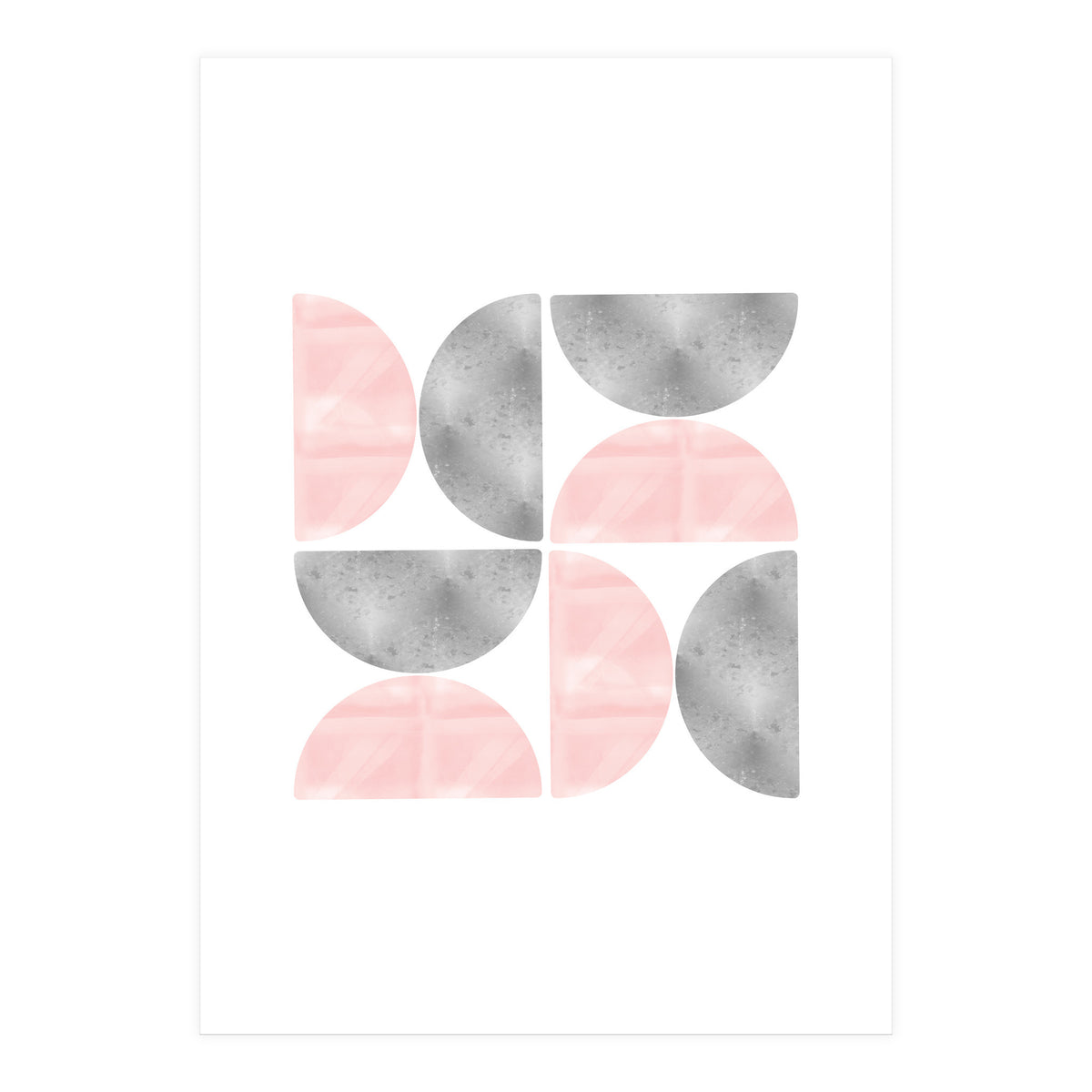 Half Moon Blush And Grey Abstract  (Print Only)