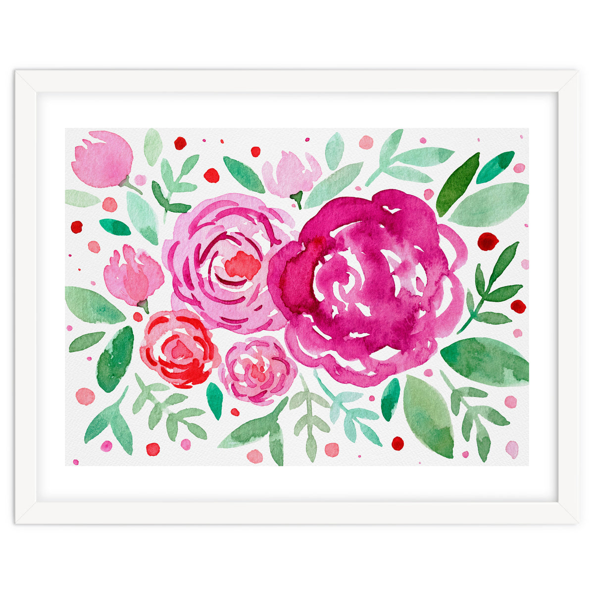 Watercolor roses in pink