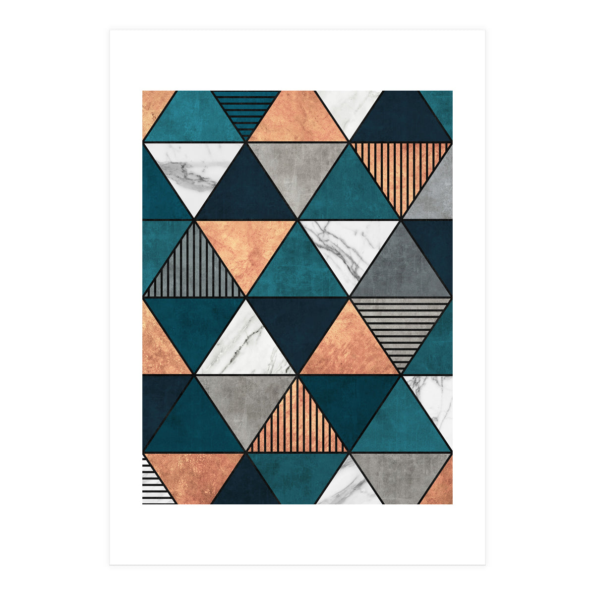 Copper, Marble and Concrete Triangles 2 with Blue (Print Only)