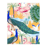 Utopia, Tropical Wildlife Animals, Flamingo Peacock Seagull Vintage Botanical Palm (Print Only) thumbnail