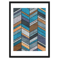 Colorful Concrete Chevron Pattern - Blue, Grey, Brown